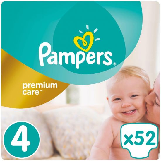 Pampers Premium Care Jumbo Pack Πάνες No4 (8-14kg) 1+1, 2x52τμχ