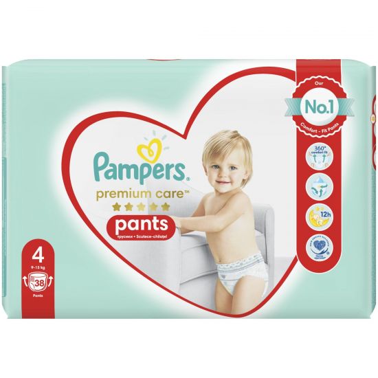 Pampers Premium Care Pants Πάνες Jumbo Pack No4(9-15kg), 38τμχ