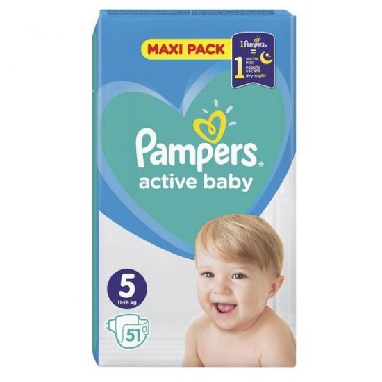 Pampers Active Baby Dry Maxi Pack No5 (11-16Kg), 51τμχ