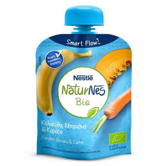 Nestle Naturnes Bio Με Κολοκύθα, Μπανάνα & Καρότο, 6m+, 90gr