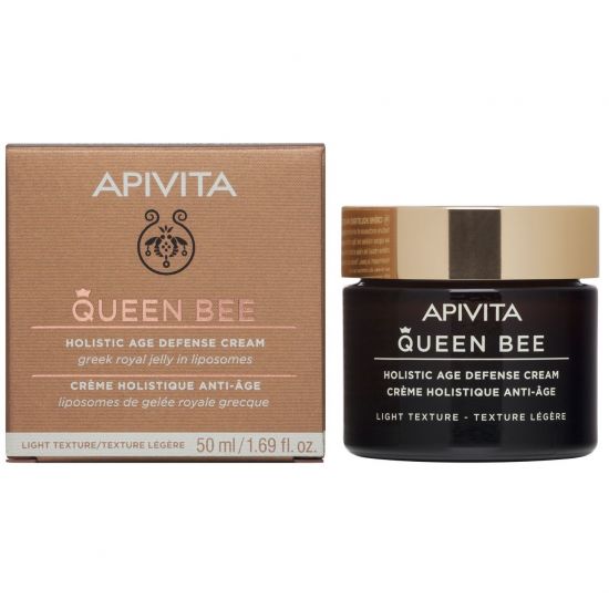 Apivita Queen Bee Light Texture Κρέμα Ημέρας Ολιστικής Αντιγήρανσης Ελαφριάς Μορφής με ελληνικό βασιλικό πολτό σε λιποσώματα