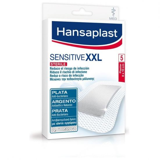 Hansaplast Antibacterial XXL Sensitive Sterile 8x10cm, 5τμχ