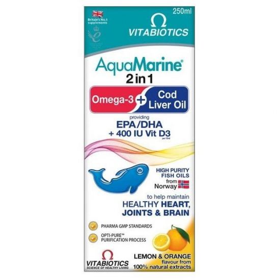 Vitabiotics AquaMarine Μουρουνέλαιο & Ωμέγα-3 2σε1, 250ml