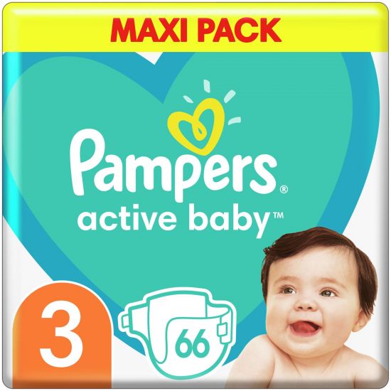 Pampers Active Baby Πάνες Maxi Pack Νο3 (6-10 kg), 66τμχ