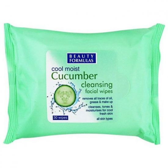 Beauty Formulas Cool Moist Cucumber Cleansing Facial Wipes, 30τμχ