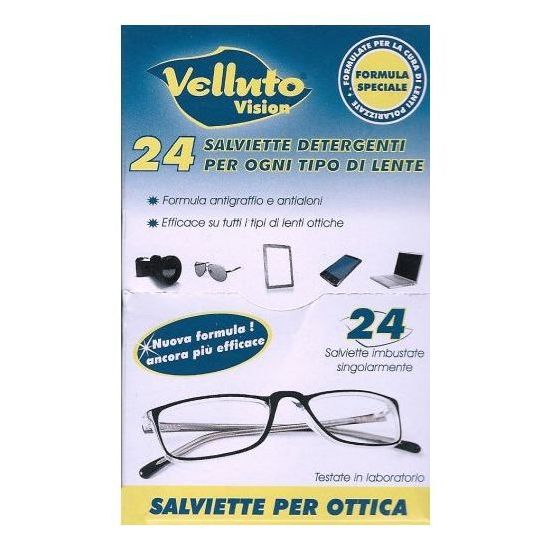 Velluto Vision μαντηλάκια καθαριστικά γυαλιών, 24τμχ
