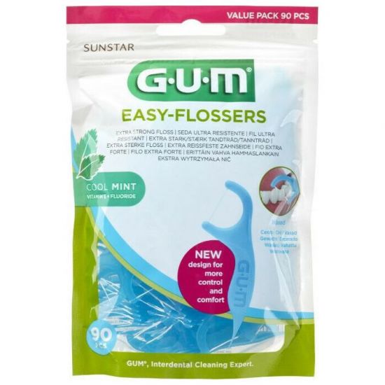 Gum Easy-Flossers 890 Οδοντικό Νήμα Cool Mint Waxed, 90 τμχ
