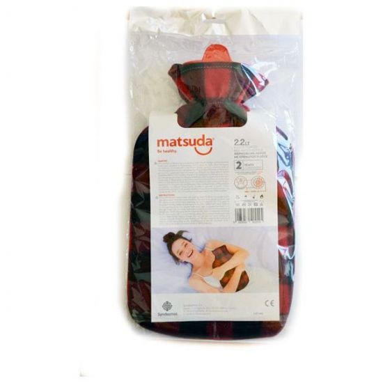 Matsuda Πλαστική Θερμοφόρα με Επένδυση Fleece Κόκκινο Καρό, 2.2lt