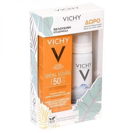 Vichy Πακέτο Προσφοράς Ideal Soleil Velvety Creme SPF50+  Normal Dry Skin, 50ml & ΔΩΡΟ Eau Thermale Mineralisante, 50ml