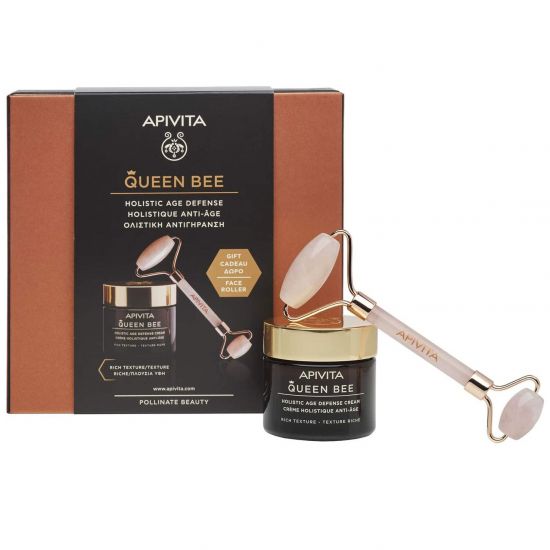 Apivita Queen Bee Rich Texture Day Cream, 50ml & ΔΩΡΟ Premium Face Roller