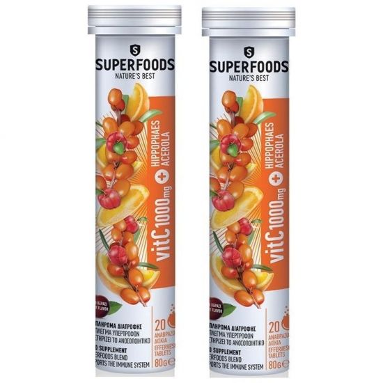 Superfoods Vitamin C 1000mg & Hippophaes Acerola, 2x20eff.tabs