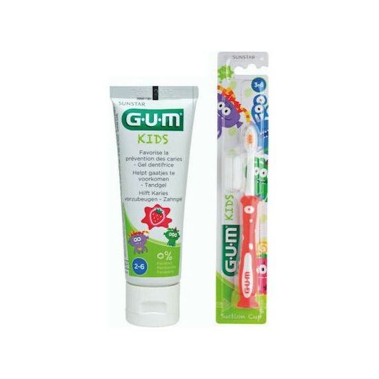 Gum Promo Kids Touthbrush 3-6 Years Κόκκινη & Gum Kids Toothpaste Strawberry 2-6 Years 50ml, 2τμχ