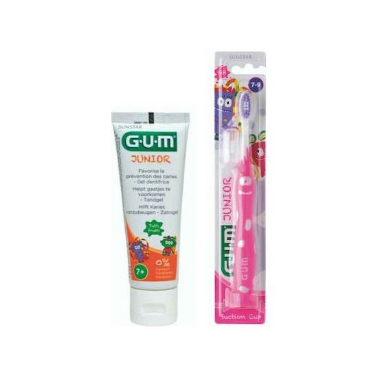 Gum Promo Junior Touthbrush 7-9 Years Ροζ & Gum Junior Toothpaste Tutti Frutti 7+ Years 50ml, 2τμχ