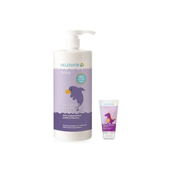 Helenvita Promo Υγρό Καθαρισμού Σώματος & Μαλλιών με Άρωμα Talc, 1lt & Nappy Rash Cream Κρέμα για Συγκάματα, 20gr