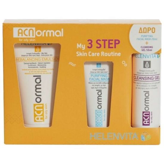 Helenvita Promo Acnormal My 3 Step Skin Care Routine Rebalancing Emulsion 60ml, Cleansing Gel 50ml και Purifying Facial Mask 20ml