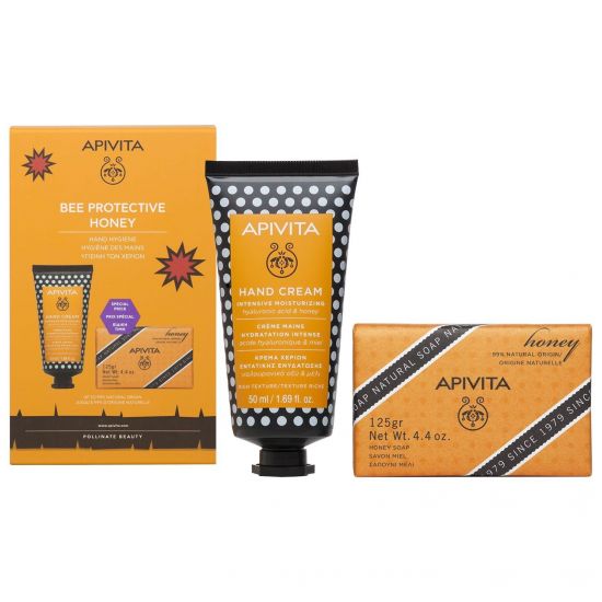 Apivita Promo Bee Protective Honey Κρέμα Χεριών Εντατικής Ενυδάτωσης, 50ml & Φυσικό Σαπούνι με Μέλι, 125gr