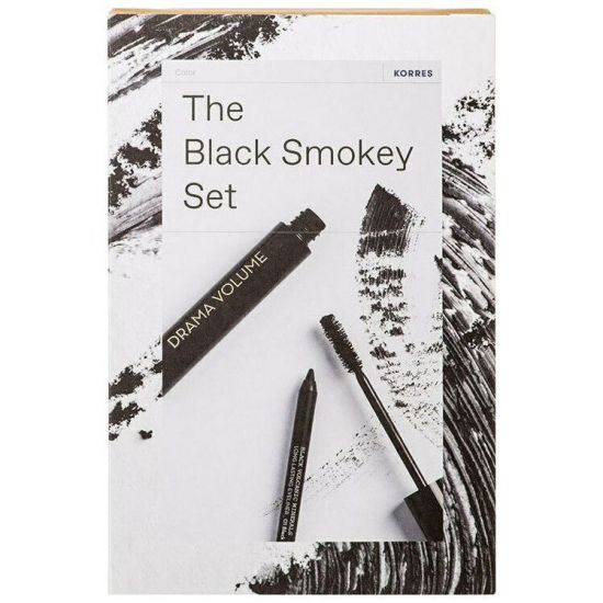 Korres The Black Smokey Gift Set με Volcanic Minerals Mascara Drama Volume Black, 11ml & Long Lasting Eyeliner 01 Black, 1.20ml