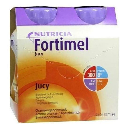 Nutricia Fortimel Jucy Orange Flavor Πόσιμο Θρεπτικό Συμπλήρωμα Υψηλής Ενέργειας με Γεύση Πορτοκάλι, 4x200ml