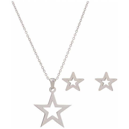 Medisei Dalee Set Star Necklace and Earrings Stainless Steel, 3τμχ
