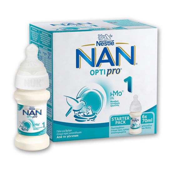 Nestle Γάλα σε Σκόνη Nan Optipro 1 0m+ Starter Pack, 6x70ml