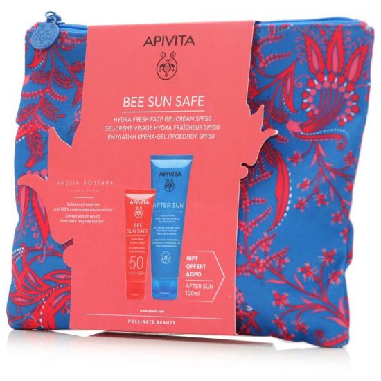 Apivita Promo Bee Sun Safe Hydra Fresh Face Gel-Cream SPF50, 50ml & ΔΩΡΟ After Sun Face & Body Gel-Cream, 100ml & Summer Pouch