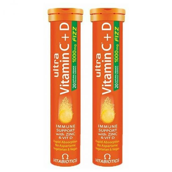 Vitabiotics Ultra Vitamin C+D 1000mg Fizz 1+1 ΔΩΡΟ, 20eff.tabs