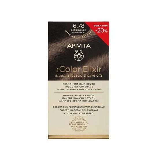 Apivita My Color Elixir Promo Μόνιμη Βαφή Μαλλιών No 6.78 Ξανθό Σκούρο Μπεζ Περλέ -20%, 1τμχ
