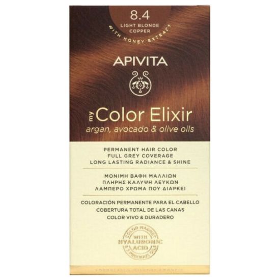 Apivita My Color Elixir Promo Μόνιμη Βαφή Μαλλιών Νο 8.4 Ξανθό Ανοιχτό Χάλκινο -20%, 1τμχ