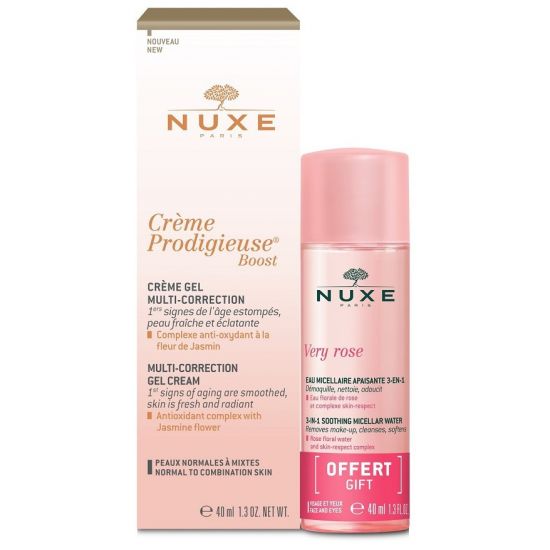 Nuxe Πακέτο με Prodigieuse Boost Day Multi Correction Gel Cream, 40ml & ΔΩΡΟ Very Rose 3-in-1 Soothing Micellar Water, 40ml