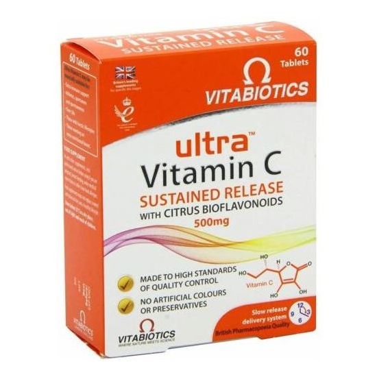 Vitabiotics Ultra Vitamin C Sustained Release with Citrus Bioflavonoids 500mg, 60caps