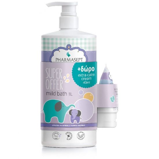 Pharmasept Tol Velvet Baby Mild Bath Βρεφικό Αφρόλουτρο για Σώμα & Μαλλιά, 1lt & Δώρο Extra Calm Cream, 40ml