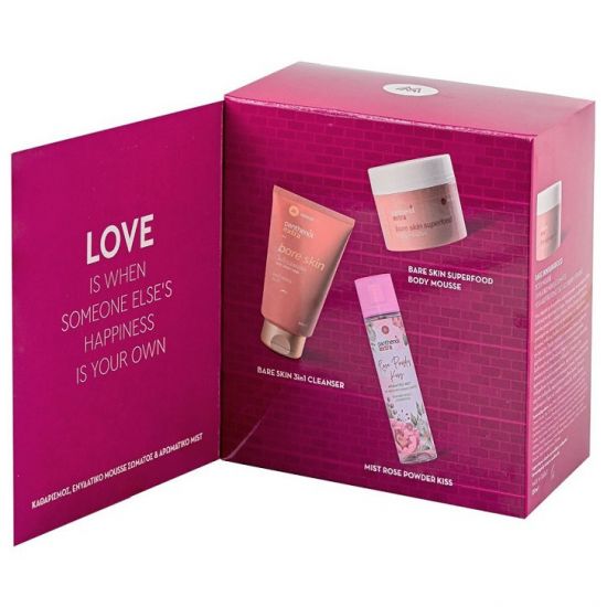 Panthenol Extra Promo Love Bare Skin 3 in 1 Cleanser, 200ml & Rose Powder Kiss Αρωματικό Mist, 100ml & Body Mousse, 230ml