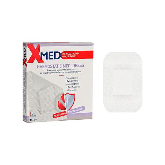 Medisei X-Med Haemostatic Medi Dress 5x7cm 5τμχ - Aιμοστατικά Aυτοκόλλητα
