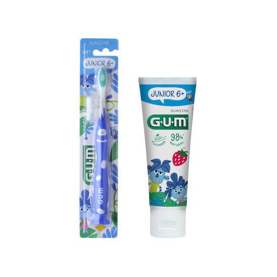 GUM Σετ Promo Junior Jungle, 50ml Blue με Γεύση Strawberry για 6+ χρονών