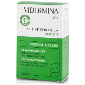 Vidermina CLX Vaginals Ovules Κολπικά Υπόθετα με Μαλακτική, Καταπραϋντική και Εξισορροπιστική Δράση, 10τμχ