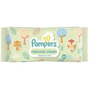 Μωρομάντηλα Pampers Natural Clean Χωρίς Άρωμα, 64τμχ