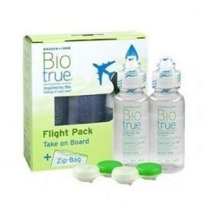 Bausch + Lomb BioTrue Flight Pack Υγρό Φακών Επαφής Πολλαπλών Χρήσεων, Συσκευασία που μπορείτε να έχετε μαζί στο Αεροπλάνο, 2 x 60ml