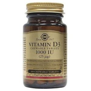 Solgar Vitamin D3 1000IU (25μg), 100chew. tabs
