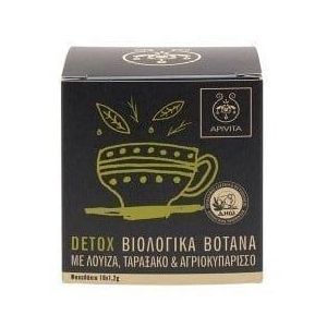 Apivita Organic Herbal Tea Detox, Βιολογικό Τσάϊ με Λουίζα, Ταραξακο και Αγριοκυπάρισσο 10 Φακελάκια x 1,2gr