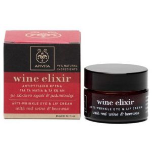 Apivita Wine Elixir Αντιρυτιδική Κρέμα για τα Μάτια και για τα Χείλη με Κόκκινο Κρασί και Μελισσοκέρι, 15ml
