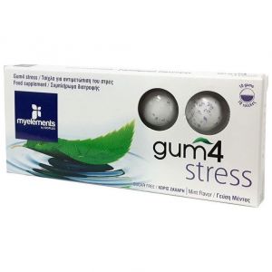 MyElements Gum 4 Stress Λειτουργική τσίχλα με L-Tryptophan, Lemon Balm & Scullcap για τη διαχείρηση του Άγχους, 10 gums
