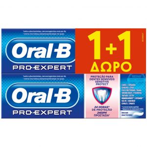OralB Pro Expert Sensitive & Whitening (1+1 ΔΩΡΟ) Oδοντόκρεμα για Ευαίσθητα Δόντια & Απαλή Λεύκανση, 2 x 75ml