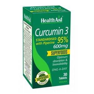 Health Aid Curcumin 3 Κουρκουμίνη με Πιπερίνη 30tabs, 600mg