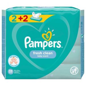 Pampers Promo Wipes Fresh Clean 2+2 Δώρο, 4 x 52τμχ