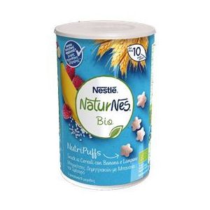 Naturnes®Bio Nutripuffs, Βραφικές Μπουκίτσες Δημητριακών με Μπανάνα και Σμέουρο, 35gr