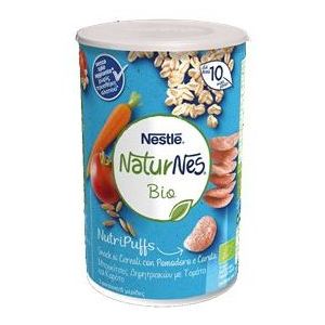 Naturnes®Bio Nutripuffs Βρεφικές Μπουκίτσες Δημητριακών με Τομάτα και Καρότο, 35gr