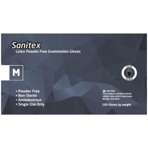 Sanitex Γάντια Εξεταστικά Λάτεξ Μαύρα χωρίς Πούδρα Medium, 100τμχ