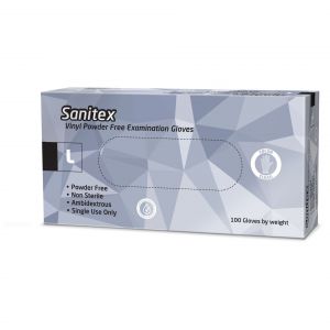 Sanitex Γάντια Εξεταστικά Βινυλίου Λευκά χωρίς Πούδρα Large, 100τμχ