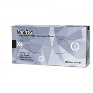 Sanitex Γάντια Εξεταστικά Βινυλίου Λευκά χωρίς Πούδρα Extra Large, 100τμχ