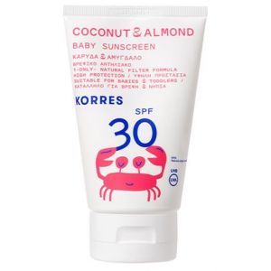 Korres Coconut & Almond Baby Sunscreen SPF30, Βρεφικό Αντηλιακό Καρύδα & Αμύγδαλο με Υψηλή Προστασία για Πρόσωπο & Σώμα, 100ml